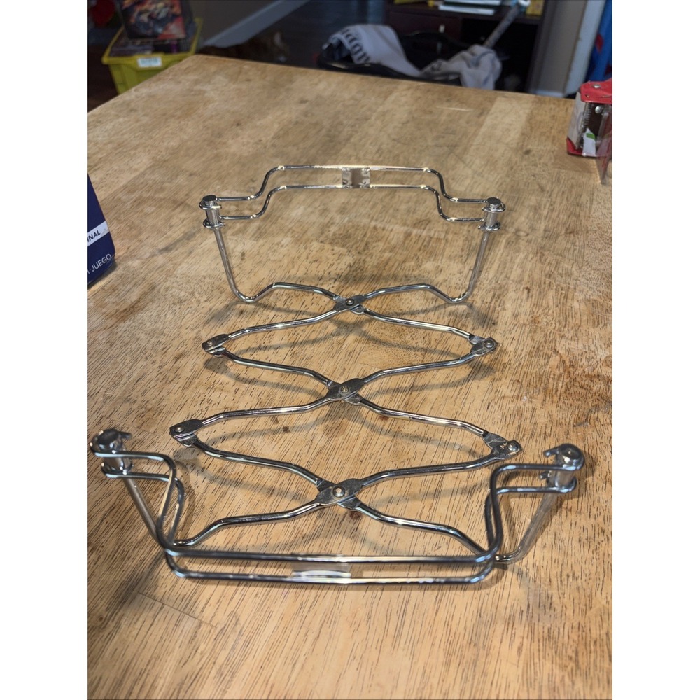 Vintage Rosti Expandable Metal Trivet Casserole Dish Carrier Holder Silver